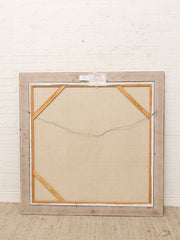Framed Abstract Geometric Painting in Black and Ochre
