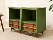 Pair of Green and Wood Nightstands