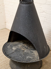 Vintage Sculptural Black Metal Fireplace