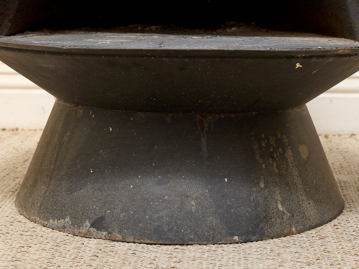 Vintage Sculptural Black Metal Fireplace