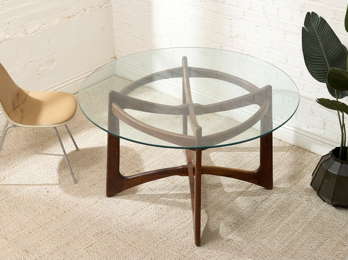 1960s Adrian Pearsall Sculptural Walnut & Glass Dining Table