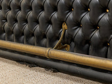 Vintage Tufted Black Bar with Three Swivel Bar Stools
