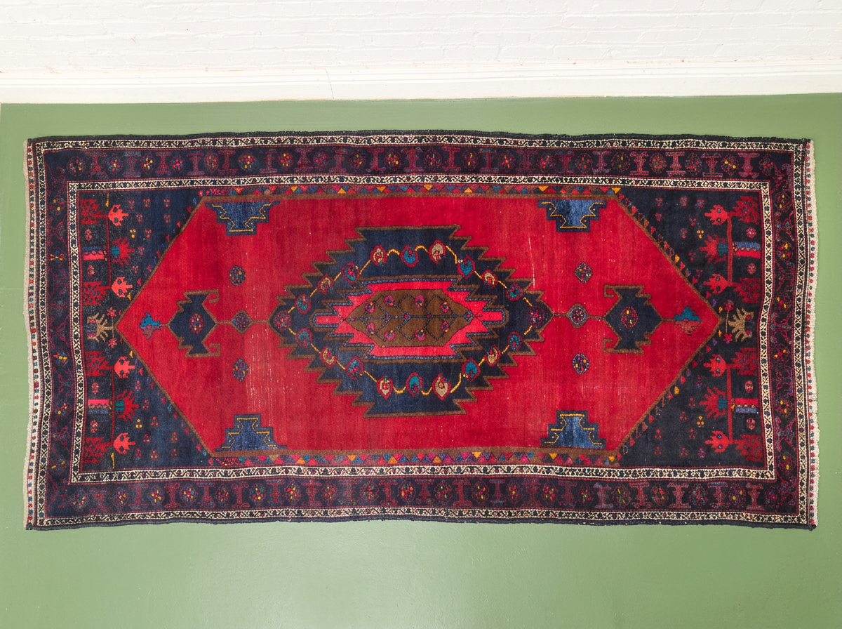 Vintage Red Geometric Medallion Area Rug