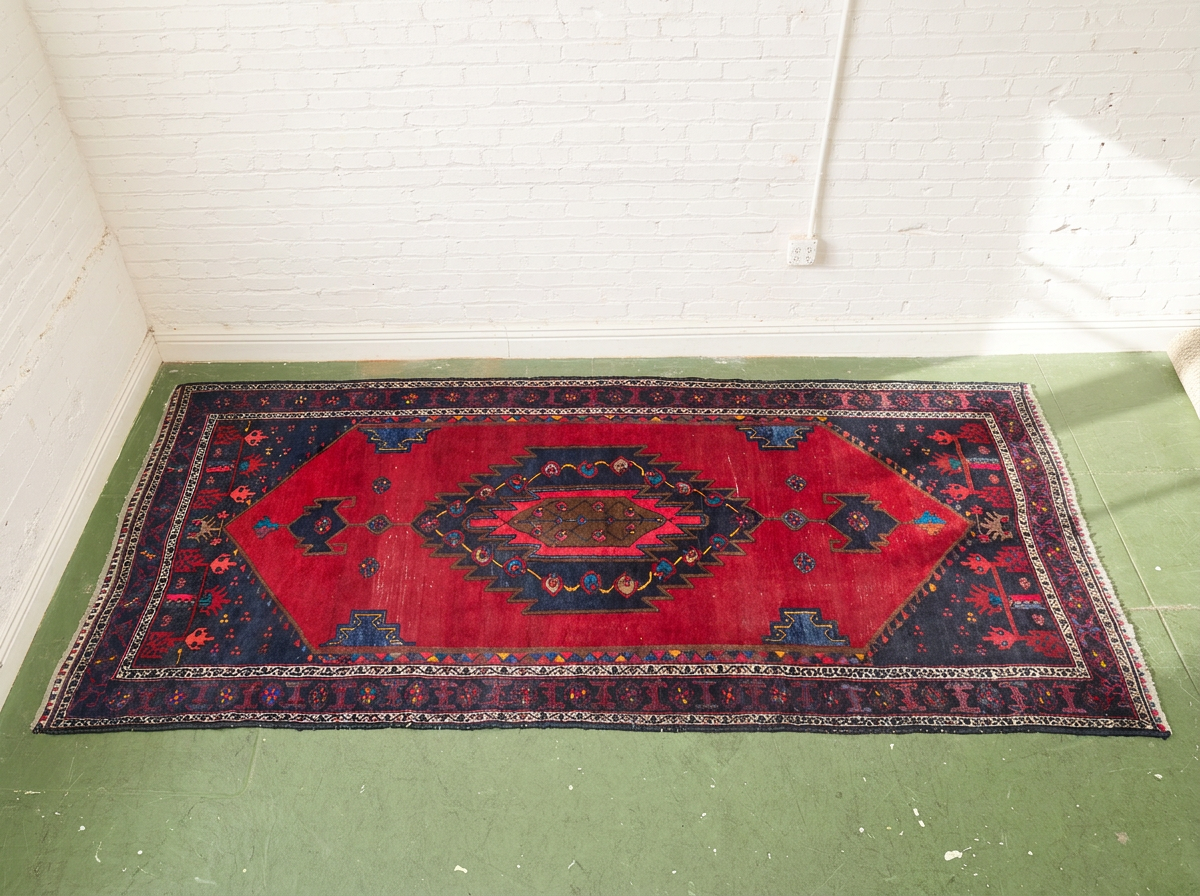 Vintage Red Geometric Medallion Area Rug
