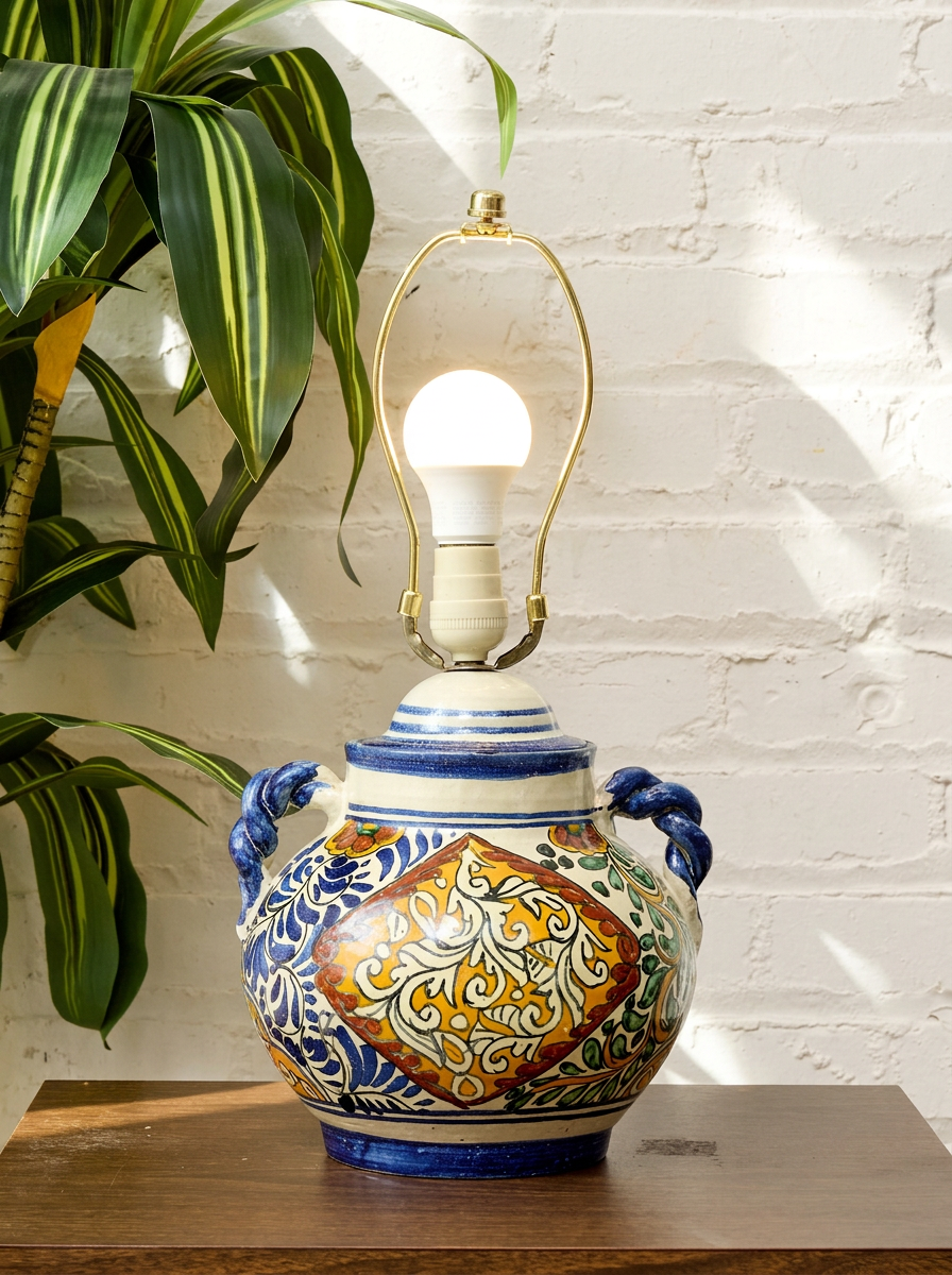 Vintage Hand-Painted Ceramic Table Lamp
