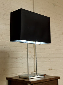 Vintage Chrome Table Lamp with Black Rectangular Shade