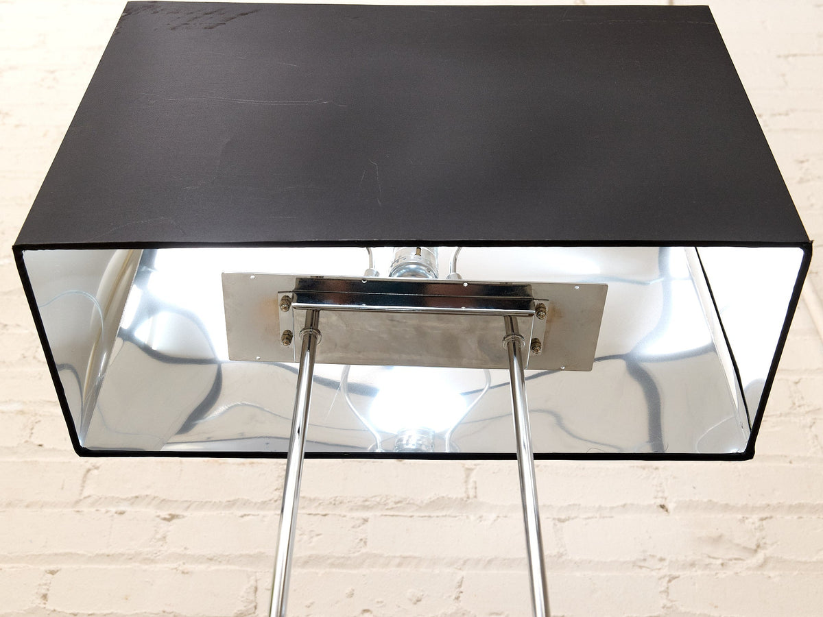 Vintage Chrome Table Lamp with Black Rectangular Shade