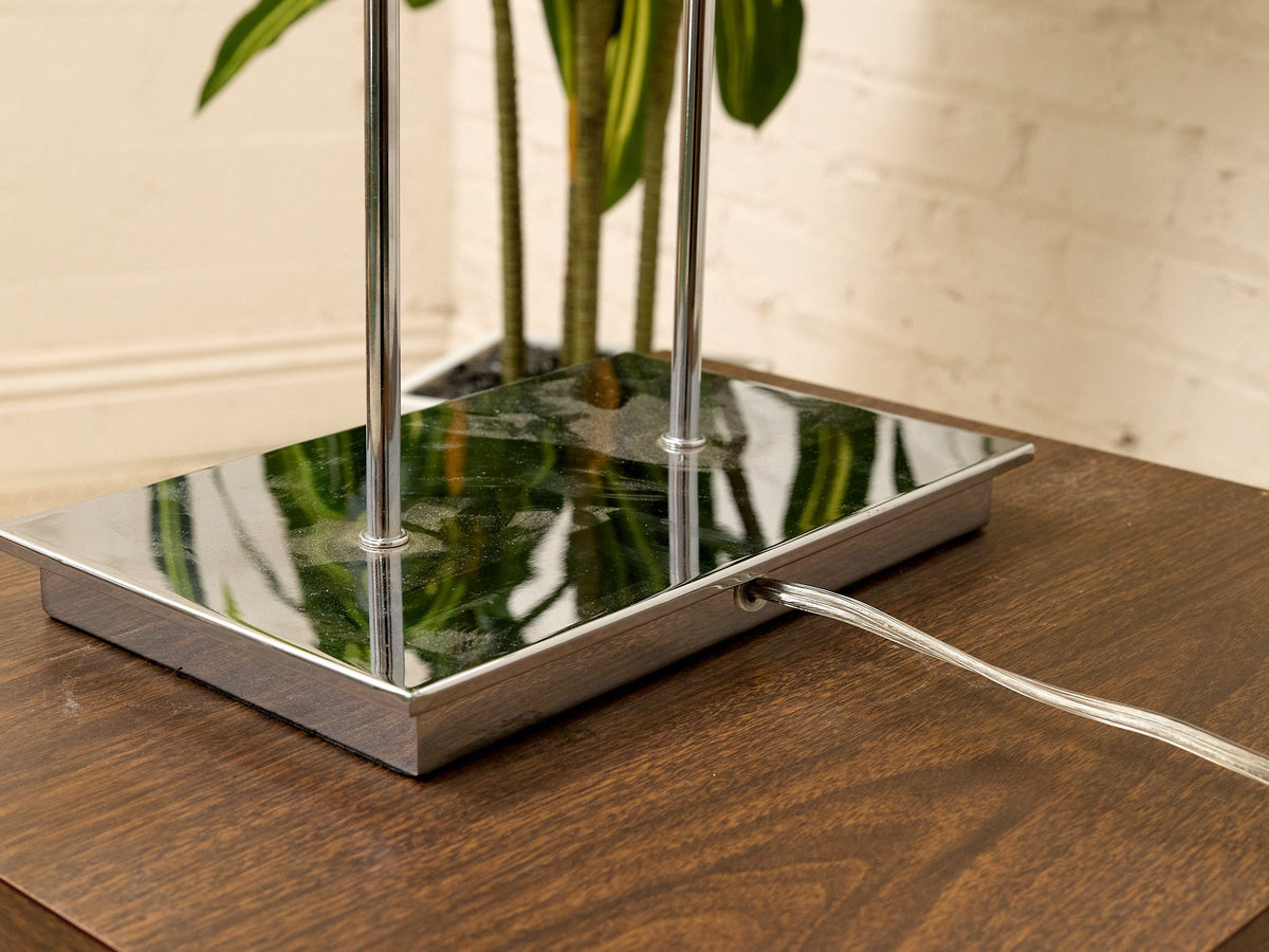 Vintage Chrome Table Lamp with Black Rectangular Shade