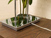 Vintage Chrome Table Lamp with Black Rectangular Shade