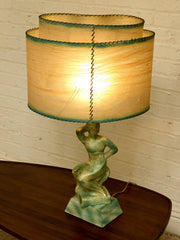 Pair of Vintage Figural Table Lamps with Fiberglass Shades