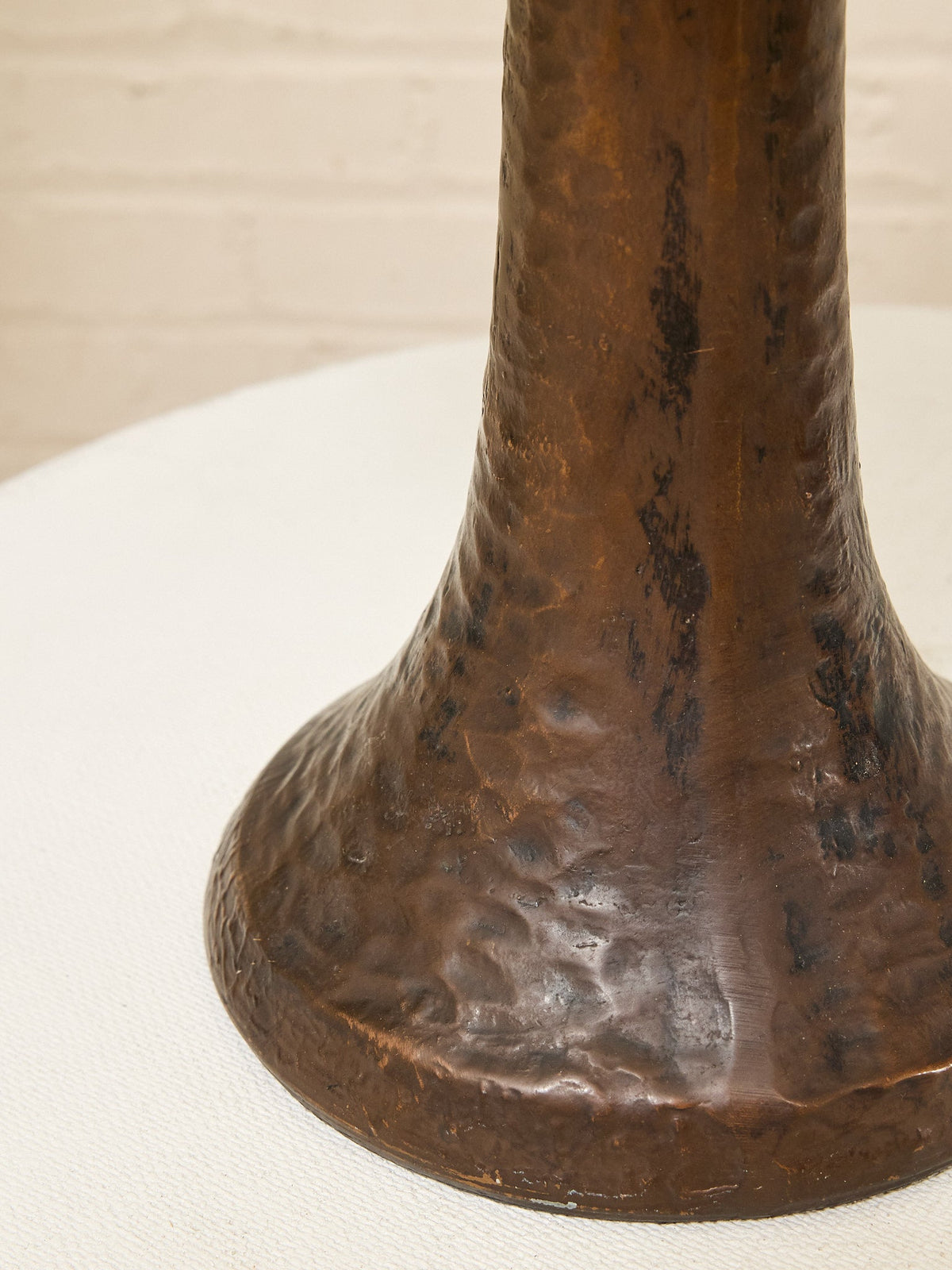 Vintage Sculptural Dark Brown Table Lamp with Pleated Shade