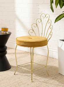 Vintage Brass Scrollwork Vanity Chair