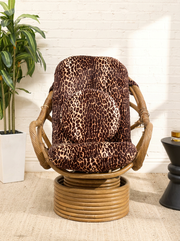 Vintage Tiki Bamboo Lounger with Leopard Print Upholstery