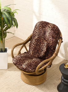 Vintage Tiki Bamboo Lounger with Leopard Print Upholstery