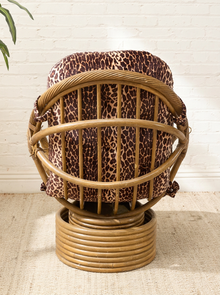 Vintage Tiki Bamboo Lounger with Leopard Print Upholstery