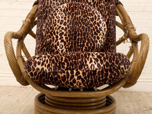 Vintage Tiki Bamboo Lounger with Leopard Print Upholstery