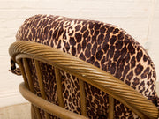 Vintage Tiki Bamboo Lounger with Leopard Print Upholstery