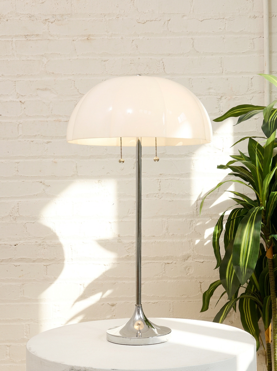 Vintage White Sculptural Dome Table Lamp