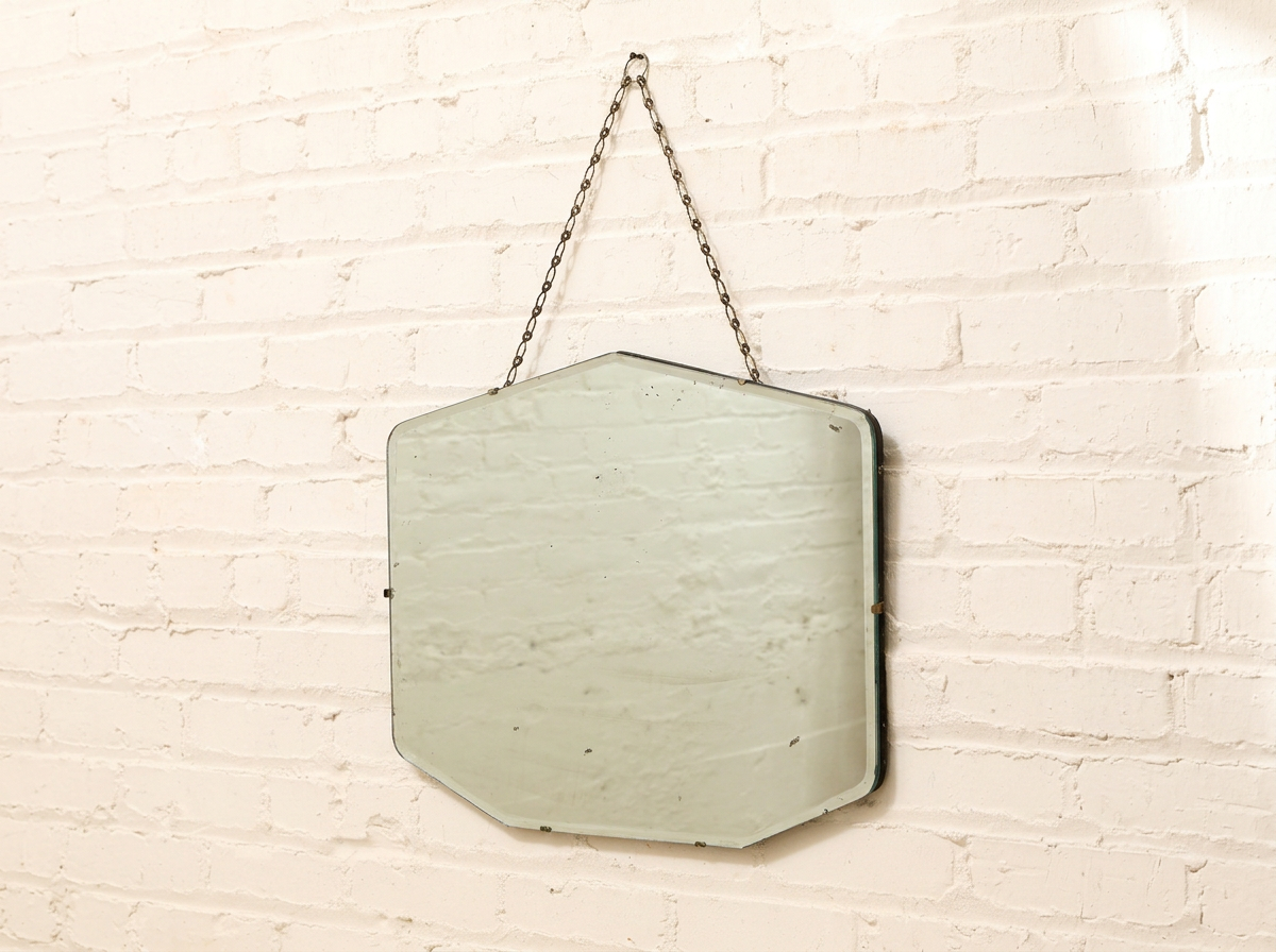 Vintage Art Deco Frameless Beveled Mirror