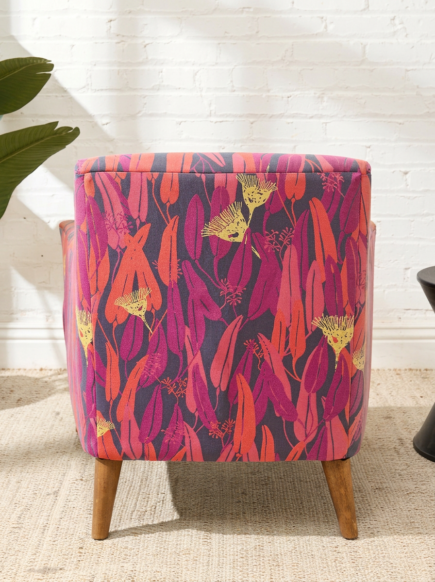 Modern Colorful Botanical Print Accent Chair