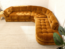 Prima Curved Sectional Sofa in Thriller Amber