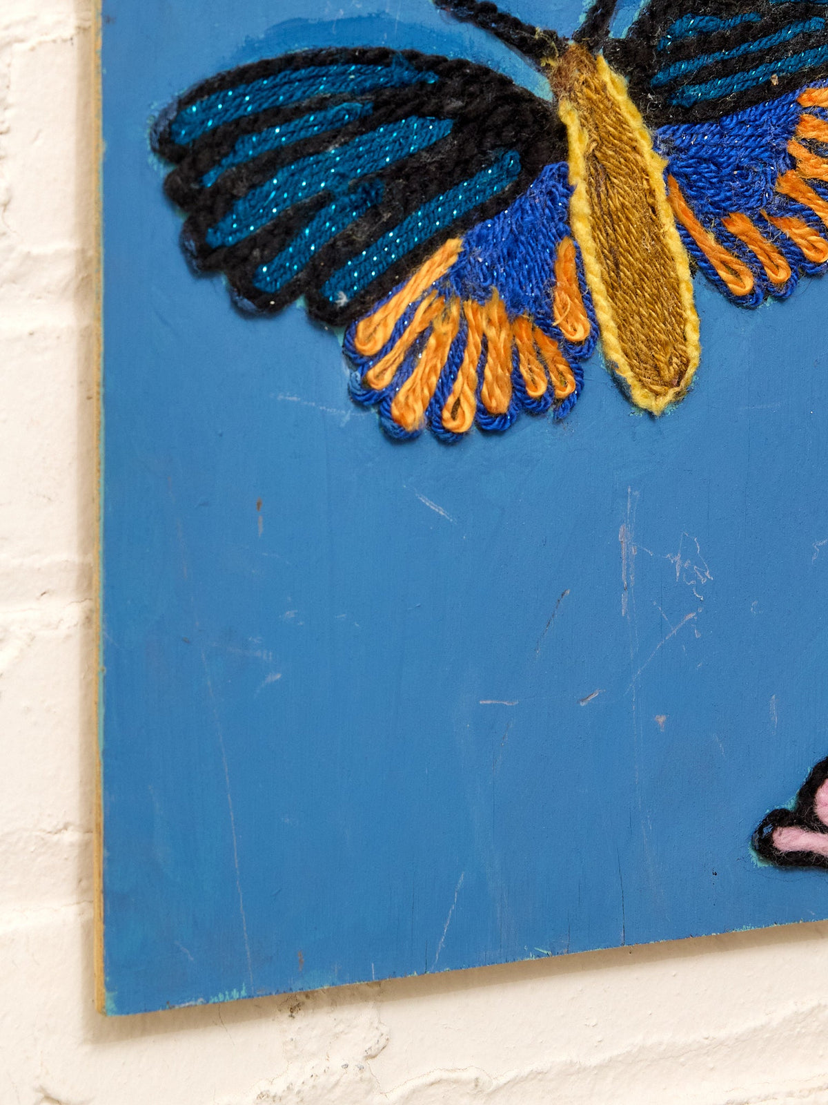Butterfly Study Board Textile Wall Art with Colorful Embroidered Butterflies
