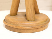 Vintage Sculptural Wood Table Lamp with Woven Shade