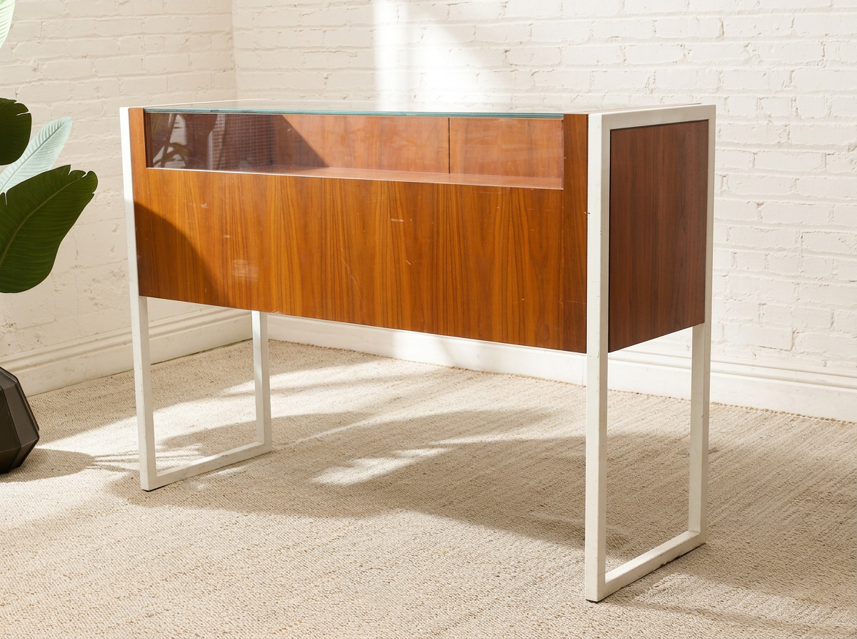 Danish Modern Wood & Glass Jewelry Display Case