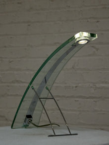 Vintage 1970s Curved Glass Sculptural Table Lamp