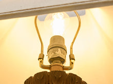 Vintage Textured Dark Brown Table Lamp with Off-White Shade