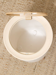 Modern White Trash Can with Wood Lid & Legs