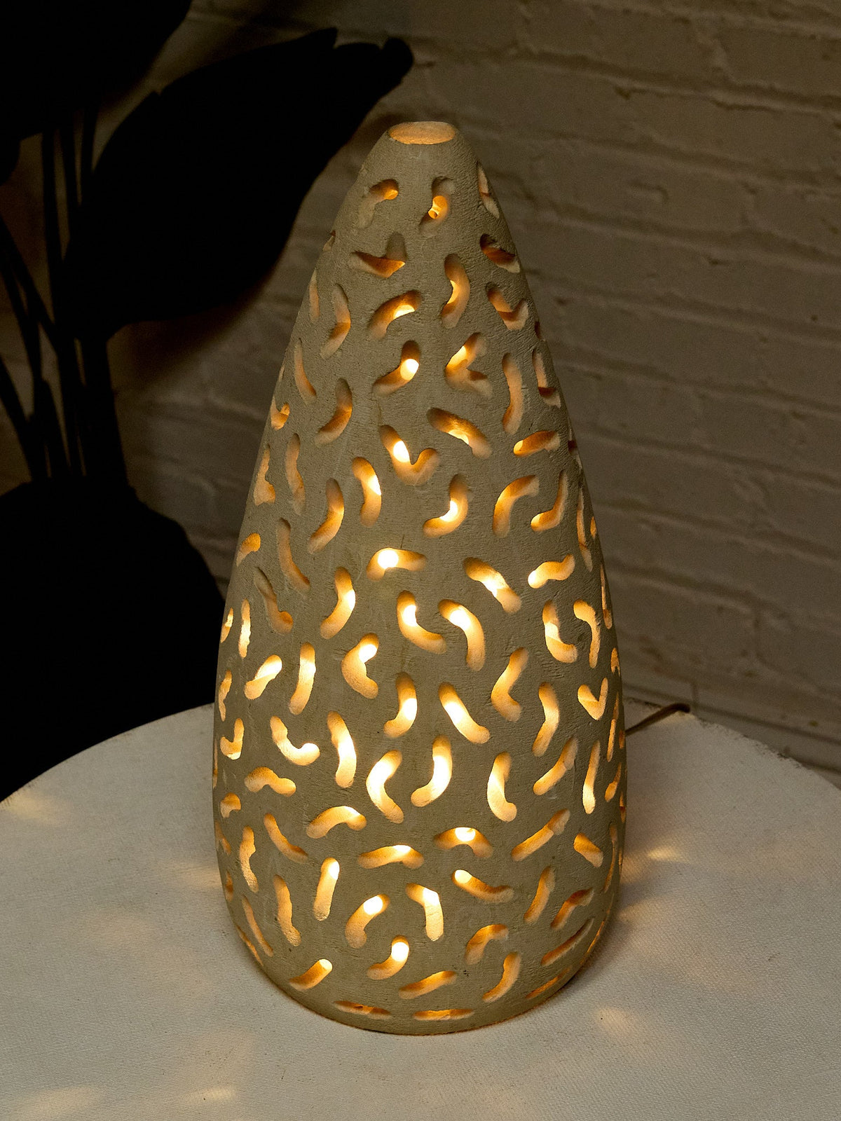 Vintage Pierced Ceramic Sculptural Table Lamp