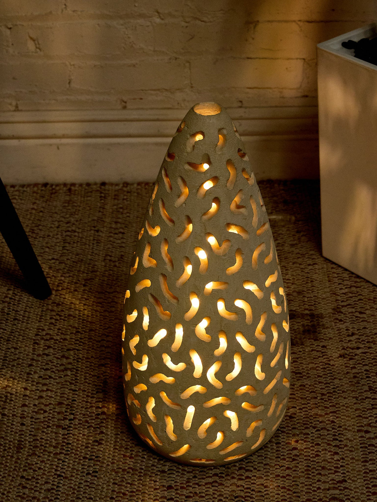 Vintage Pierced Ceramic Sculptural Table Lamp
