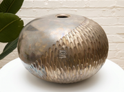 Raku-Style Textured Bronze Ceramic Vase