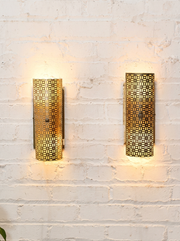 Pair of Vintage 1960s Geometric Metal Wall Sconces
