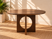 Sylvia Fluted Base Round Dining Table in Natural Brown