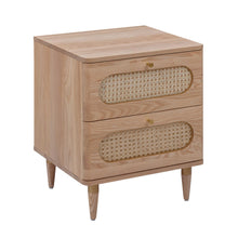 Carmen 19" Natural Ash and Cane 2-Drawer Nightstand