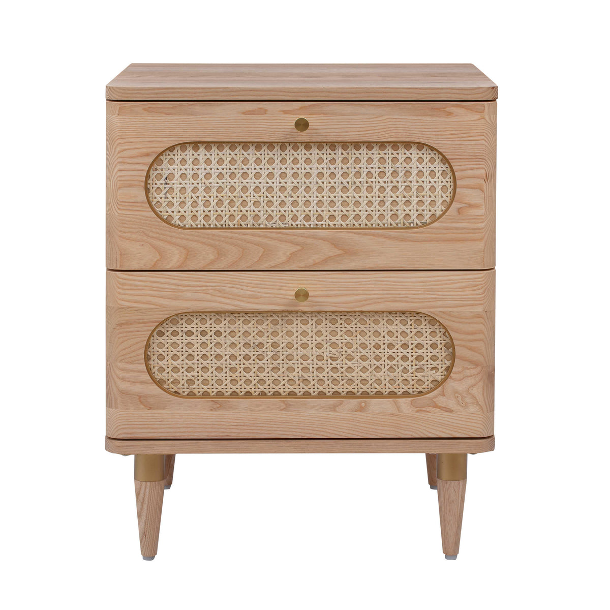 Carmen 19" Natural Ash and Cane 2-Drawer Nightstand