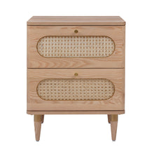 Carmen 19" Natural Ash and Cane 2-Drawer Nightstand