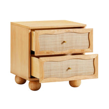 Grappa 22" Wood & Raffia Wavy 2-Drawer Nightstand