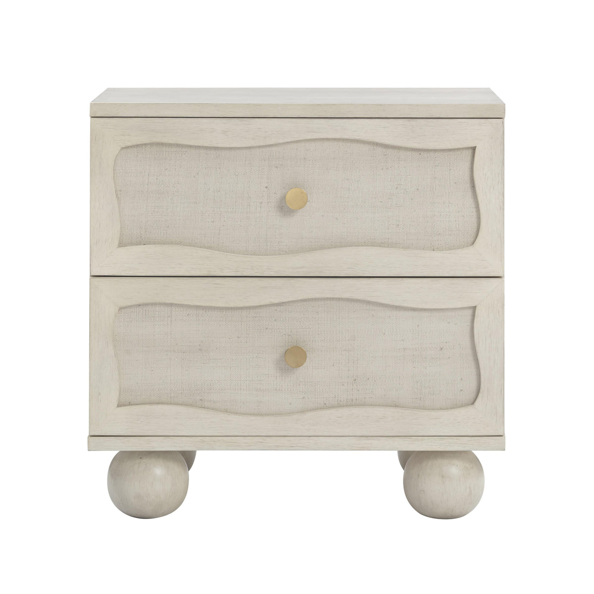 Grappa 22" Wood & Raffia Wavy 2-Drawer Nightstand