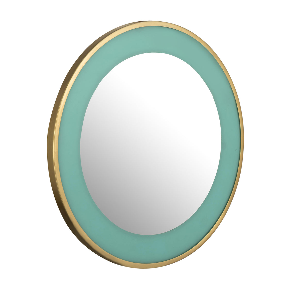 Lucille 24" Turquoise and Brass Round Wall Mirror