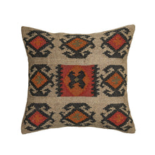 Terra 20"  Square Wool and Jute Kilim Throw Pillow