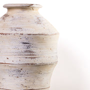Visha Scalloped Distressed Cream Terracotta Decorative Vase