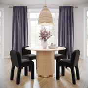 Akiba 47" Natural Ash & Rattan Round Dining Table