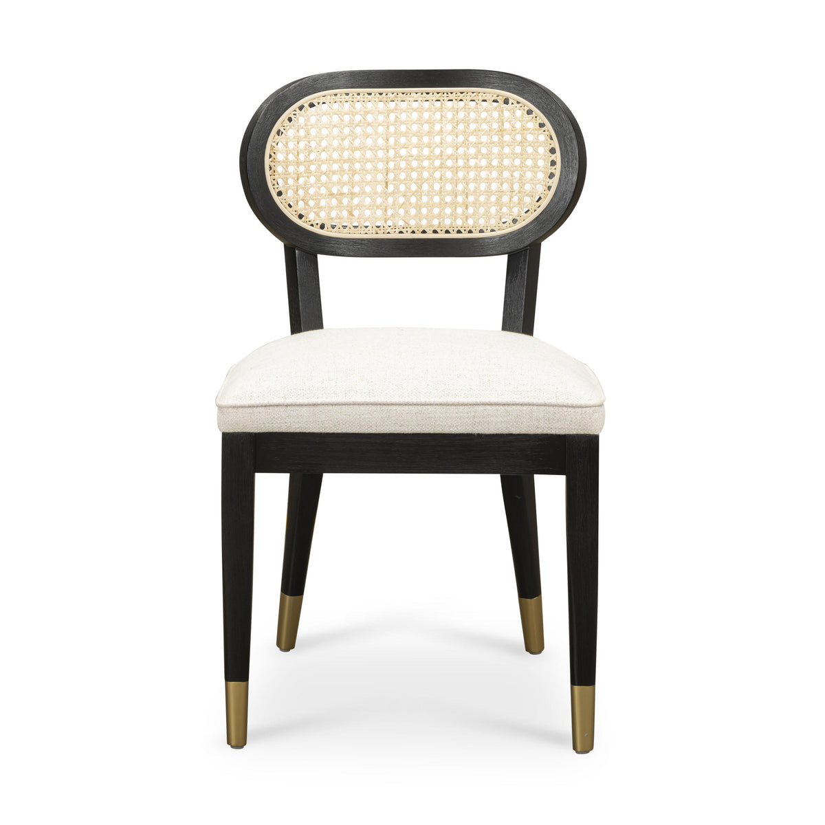 Cosette Black Dining Chair in Cream Performance Linen
