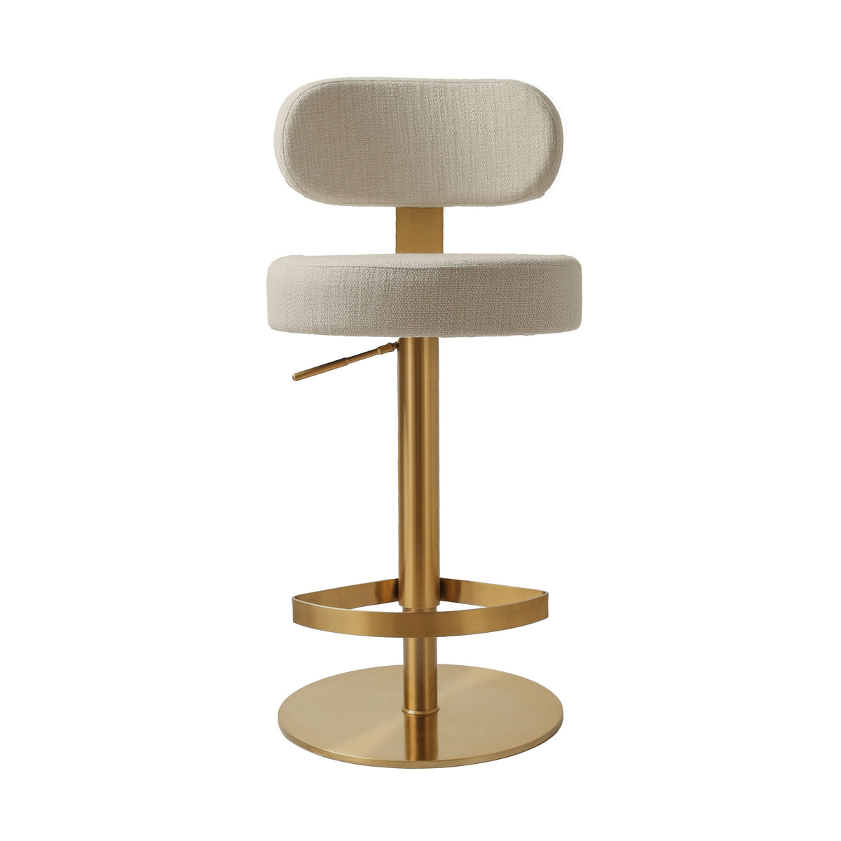 Primrose Cream Textured Performance Fabric Adjustable Stool