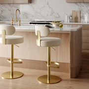 Primrose Cream Textured Performance Fabric Adjustable Stool