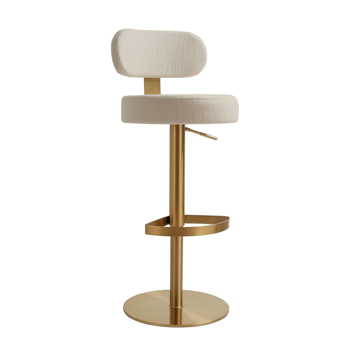 Primrose Cream Textured Performance Fabric Adjustable Stool