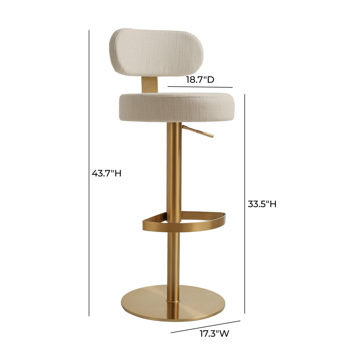 Primrose Cream Textured Performance Fabric Adjustable Stool